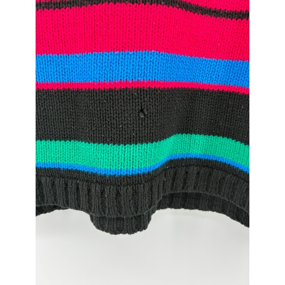VNTG 90's Croquet Club Striped Mock Neck Sweater Pink Blue Green Black USA Made - Picture 10 of 10